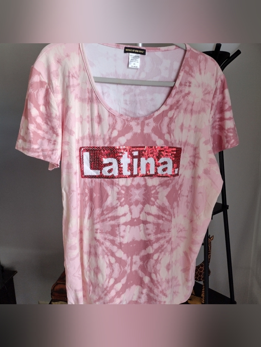 Buttery Soft Latina Top with Sequins on front size 2x